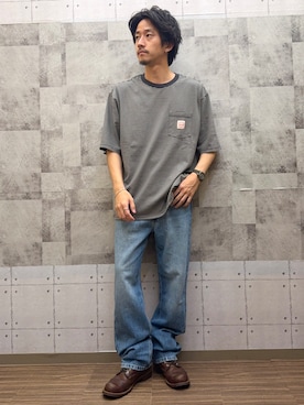 「Levi's（リーバイス）のLevi's(リーバイス)【メンズ】「WORKWEAR」Tシャツ（Tシャツ/カットソー、グレー系）」を使った、ryotta0107さん（メンズ・173cm）の夏コーディネート