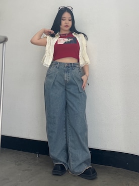 「コラボTシャツ」｜TOMOMIさん（レディース・155cm）の春コーディネート