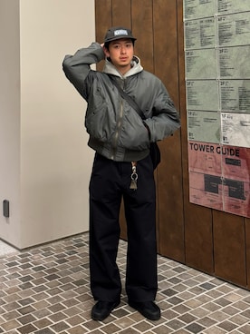 「アイテム（MA-1）」を使った、けーすけさん（メンズ・165cm）の春コーディネート