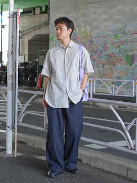 「アイテム（スラックス）」を使った、けーすけさん（メンズ・165cm）の夏コーディネート