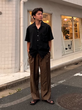 「アイテム（サンダル）」を使った、けーすけさん（メンズ・165cm）の秋コーディネート