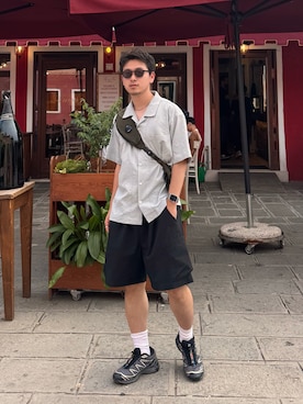 「C.P. COMPANY（シーピーカンパニー）の【C.P. Company / シーピーカンパニー】ACCESSORIES BAG IN NYLON B（ボディバッグ/ウエストポーチ）」を使った、けーすけさん（メンズ・165cm）の夏コーディネート