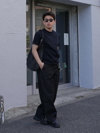 靴 PG Steven Alan KNOCK black leather PG × Steven Alan＞ KNOCK BLACK LEATHER/シューズ（モカシン