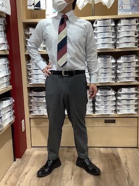 「アイテム（ビジネスシャツ）」を使った、TOKYO SHIRTS 博多駅地下店さん（メンズ・160cm）の春コーディネート