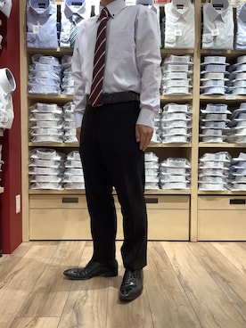 「アイテム（ビジネスシャツ）」を使った、TOKYO SHIRTS 博多駅地下店さん（メンズ・163cm）の春コーディネート