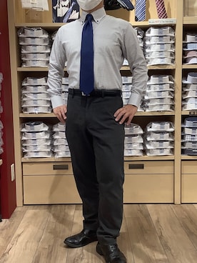 「アイテム（ビジネスシャツ）」を使った、TOKYO SHIRTS 博多駅地下店さん（メンズ・160cm）の秋コーディネート