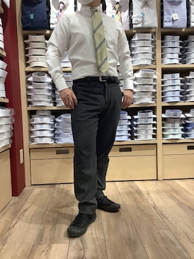 「アイテム（ビジネスシャツ）」を使った、TOKYO SHIRTS 博多駅地下店さん（メンズ・160cm）の春コーディネート