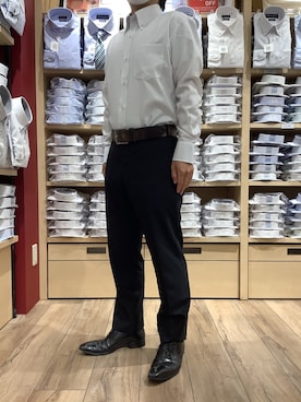 「アイテム（ビジネスシャツ）」を使った、TOKYO SHIRTS 博多駅地下店さん（メンズ・163cm）の春コーディネート