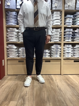 「アイテム（ビジネスシャツ）」を使った、TOKYO SHIRTS 博多駅地下店さん（メンズ・169cm）の春コーディネート