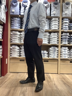 「アイテム（ビジネスシャツ）」を使った、TOKYO SHIRTS 博多駅地下店さん（メンズ・163cm）の春コーディネート