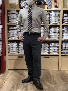 「アイテム（ビジネスシャツ）」を使った、TOKYO SHIRTS 博多駅地下店さん（メンズ・160cm）の秋コーディネート