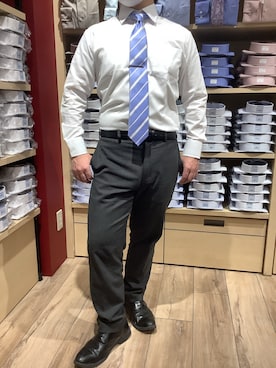 「ネクタイピン」｜TOKYO SHIRTS 博多駅地下店さん（メンズ・160cm）の冬コーディネート