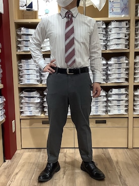 「アイテム（ビジネスシャツ）」を使った、TOKYO SHIRTS 博多駅地下店さん（メンズ・160cm）の春コーディネート