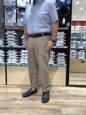 「アイテム（ビジネスシャツ）」を使った、TOKYO SHIRTS 博多駅地下店さん（メンズ・169cm）の夏コーディネート