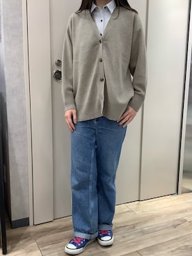 「アイテム（ビジネスシャツ）」を使った、TOKYO SHIRTS 博多駅地下店さん（レディース・162cm）の冬コーディネート