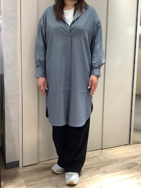 「ロングシャツ」｜TOKYO SHIRTS 博多駅地下店さん（レディース・163cm）の秋コーディネート