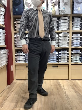 「アイテム（ビジネスシャツ）」を使った、TOKYO SHIRTS 博多駅地下店さん（メンズ・160cm）の春コーディネート