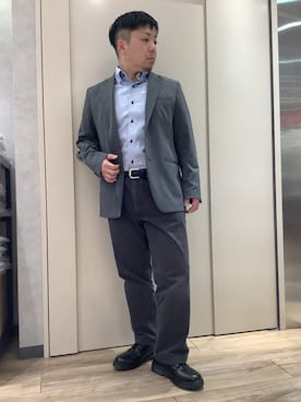 「アイテム（ビジネスシャツ）」を使った、TOKYO SHIRTS 博多駅地下店さん（メンズ・160cm）の冬コーディネート