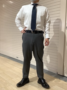 「ホリゾンタルカラー」｜TOKYO SHIRTS 博多駅地下店さん（メンズ・160cm）の冬コーディネート