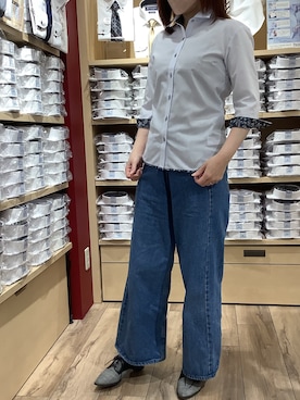 「アイテム（ビジネスシャツ）」を使った、TOKYO SHIRTS 博多駅地下店さん（レディース・164cm）の春コーディネート