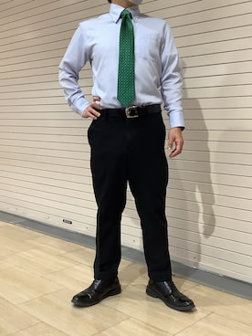 「アイテム（ビジネスシャツ）」を使った、TOKYO SHIRTS 博多駅地下店さん（メンズ・160cm）の冬コーディネート