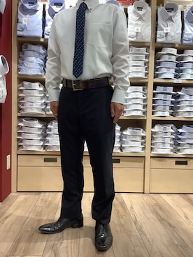 「アイテム（ビジネスシャツ）」を使った、TOKYO SHIRTS 博多駅地下店さん（メンズ・163cm）の春コーディネート