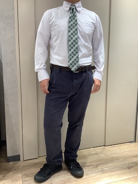 「TOKYO SHIRTS（トウキョウシャツ）のコットン混　ベーシックネクタイ（ネクタイ）」を使った、TOKYO SHIRTS 博多駅地下店さん（メンズ・160cm）の秋コーディネート