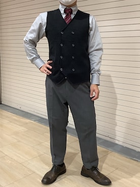 「アイテム（ベスト）」を使った、TOKYO SHIRTS 博多駅地下店さん（メンズ・160cm）の冬コーディネート