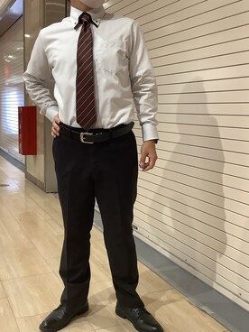 「ブラウンコーデ」｜「アイテム（フォーマルスーツ/小物）」を使った、TOKYO SHIRTS 博多駅地下店さん（メンズ・160cm）の秋コーディネート