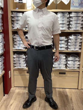 「アイテム（ビジネスシャツ）」を使った、TOKYO SHIRTS 博多駅地下店さん（メンズ・160cm）の春コーディネート