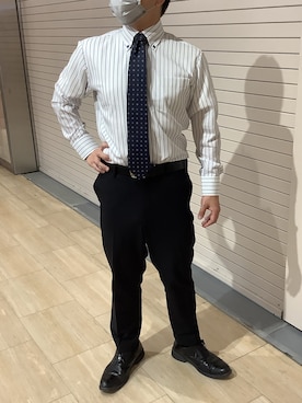 「アイテム（ビジネスシャツ）」を使った、TOKYO SHIRTS 博多駅地下店さん（メンズ・160cm）の春コーディネート