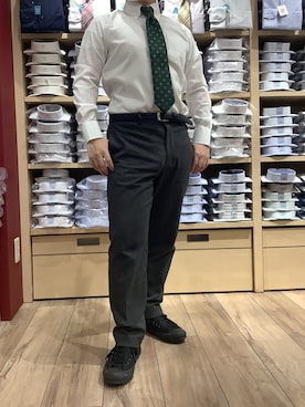 「アイテム（ビジネスシャツ）」を使った、TOKYO SHIRTS 博多駅地下店さん（メンズ・160cm）の春コーディネート