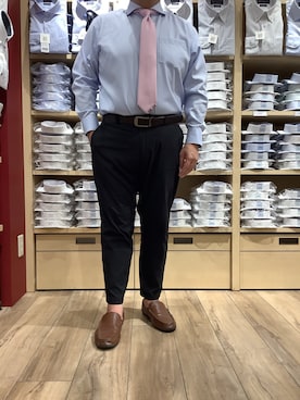 「アイテム（ビジネスシャツ）」を使った、TOKYO SHIRTS 博多駅地下店さん（メンズ・169cm）の春コーディネート