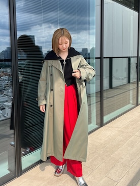 「PUBLIC TOKYO（パブリックトウキョウ）のアイテム（トレンチコート）」を使った、福田優花さん（レディース・163cm）の秋コーディネート