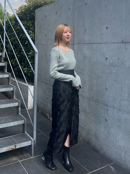 PUBLIC TOKYO スカート ブロックフェザーハイウエストスカート 