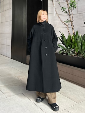 「スポーツミックス」｜「アイテム（ノーカラーコート）」を使った、福田優花さん（レディース・163cm）の秋コーディネート