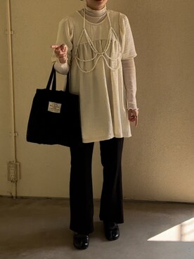 「メロートップス」｜「アイテム（アクセサリー）」を使った、ahahojさん（レディース・159cm）の秋コーディネート