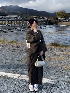 「着物コーデ」｜「アイテム（その他）」を使った、ahahojさん（レディース・159cm）の冬コーディネート