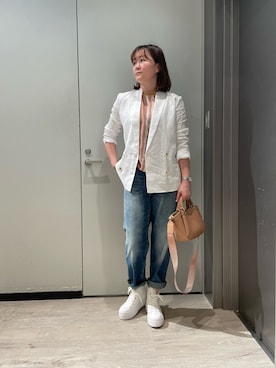 「麻ジャケット」｜MIさん（レディース・169cm）の春コーディネート