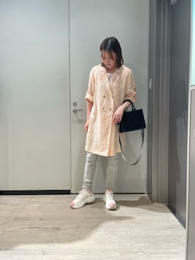 「麻ジャケット」｜MIさん（レディース・169cm）の春コーディネート
