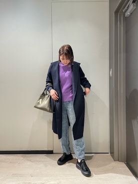 「ARMANI EXCHANGE（アルマーニエクスチェンジ）のアイテム（チェスターコート）」を使った、MIさん（レディース・169cm）の秋コーディネート