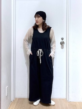 「LOWRYS FARM（ローリーズファーム）のシアープリーツＬＳ 661135（Tシャツ/カットソー、ホワイト系）」を使った、hachi0867さん（レディース）の春コーディネート
