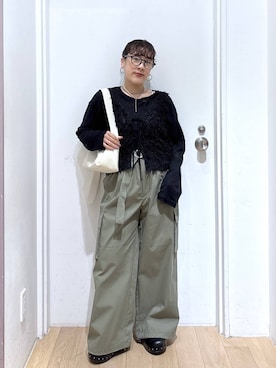「LOWRYS FARM（ローリーズファーム）のタックスクエアショルダーＢＡＧ 656238（ショルダーバッグ、ホワイト系）」を使った、hachi0867さん（レディース）の春コーディネート