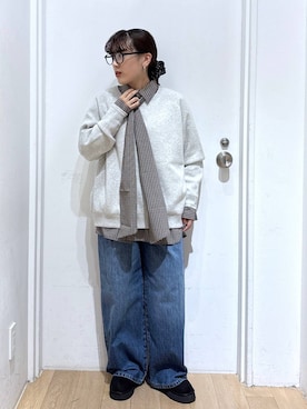 「LOWRYS FARM（ローリーズファーム）のビックボウタイチェックシャツ  573050（シャツ/ブラウス）」を使った、hachi0867さん（レディース・153cm）の秋コーディネート