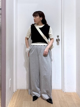 「LOWRYS FARM（ローリーズファーム）のフィブリル５Ｓ 638391（Tシャツ/カットソー、ホワイト系）」を使った、hachi0867さん（レディース）の春コーディネート