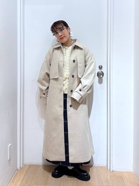 「おでかけ」｜「アイテム（ステンカラーコート）」を使った、hachi0867さん（レディース・153cm）の秋コーディネート