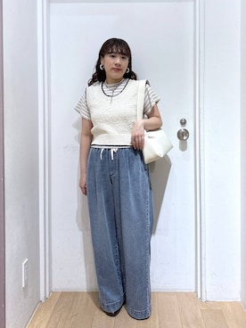 「LOWRYS FARM（ローリーズファーム）のイージーバギーデニム　601067（デニムパンツ、ブルー系）」を使った、hachi0867さん（レディース）の春コーディネート