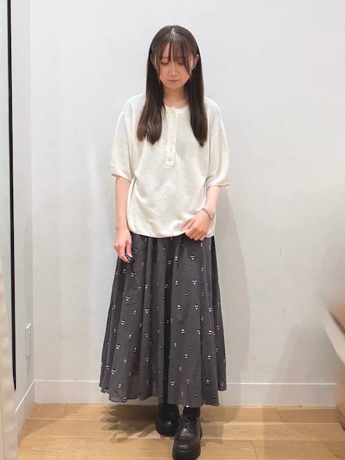 小柄ダマスクプリントフレアスカート