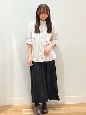 「URBAN RESEARCH DOORS（アーバンリサーチドアーズ）のGYMPHLEX　SHORT SHIRTS SHORT-SLEEVE（シャツ/ブラウス、ホワイト系）」を使った、sayuさん（レディース・156cm）の春コーディネート