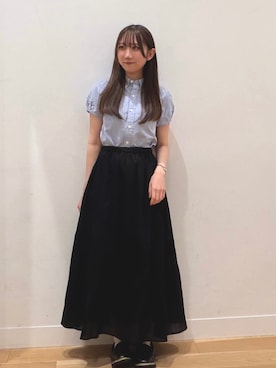 「URBAN RESEARCH DOORS（アーバンリサーチドアーズ）のパッチワーク刺繍スカート（スカート、ブラック系）」を使った、sayuさん（レディース・156cm）の夏コーディネート